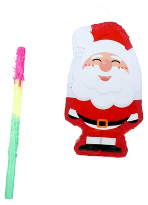 Produktbild von Weihnachtsmann-Piñata als Partydekoration mit Stock für Weihnachtsfeiern, Fotorequisite und Gastgeschenk