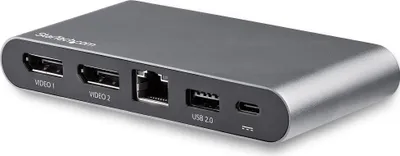 Produktbild von StarTech.com USB-C Dock - Dual Monitor USB-C Multiport Adapter - 2 x 4K DisplayPort - 100W PD 3.0 - Mini-Laptop-Dockingstation - GbE, USB-A-Hub mit 2 Anschlüssen - 1m Kabel