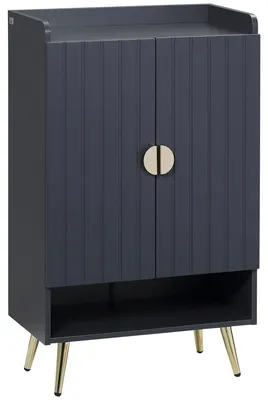 Image de Armoire à chaussures - Rangement à chaussures - Meuble à chaussures - Petite armoire à chaussures - Meuble pour chaussures - Gris - 4 étagères réglables