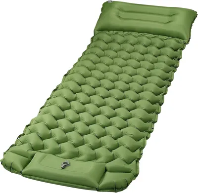 Produktbild von Selbstaufblasende Matratze 68 x 198 cm, 1 Person, grün, integrierte Fußpumpe, für Camping