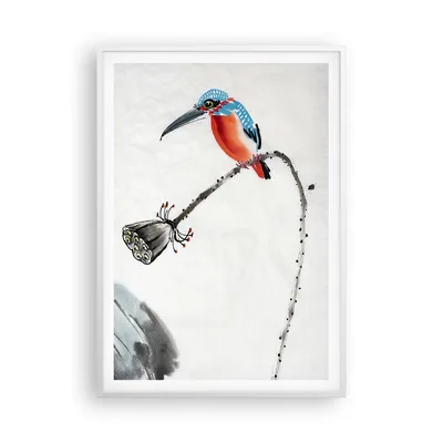 Produktbild von Gerahmtes Poster - Weißer Rahmen - Libelle Vogel Blume - 70x100 cm - Wand Bild - Wanddeko - Wandbilder - Kunstposter - Wandposter - Bilderrahmen - Bilder - Kunstdruck - Wandbild - P2WPA70x100-4361