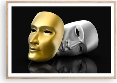 Produktbild von Gerahmtes Poster - Rahmen in heller Eiche - Maske Theater Bühne Schauspieler - 100x70 cm - Wand Bild - Wanddeko - Wandbilder - Wandposter - Bilderrahmen - Bilder - Kunstdruck - P2NAA100x70-2432