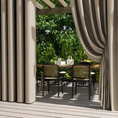 Image de Rideau d'extérieur imperméable et résistant aux intempéries, 132 x 243 cm. Rideau d'extérieur coupe-vent, protection solaire et brise-vue pour jardin, terrasse, balcon, pergola ou pavillon, 1 panneau