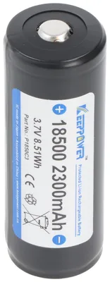 Immagine prodotto di Batteria ricaricabile agli ioni di litio 18500 con 2300 mAh 3,6 V - 3,7 V, 52,5 x 18,3 mm, elettronica di protezione integrata P1850C3