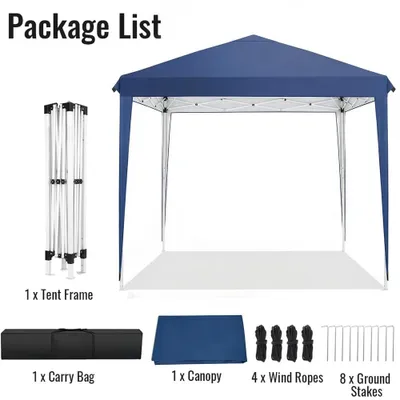 Produktbild von 3x3 m Faltpavillon - Pop Up Partyzelt - Wasserdicht UV-Schutz - 420D Oxford-Gewebe - Stahlgestell - Mit Tragetasche - Dunkelblau