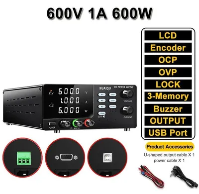 Produktbild von Labor Netzgerät - DC Hochspannungs-Netzteil 600V 1A 600W - Einstellbar 0–600V - OCPSchutz - RS-232 RS-485 USB - Isolationstest