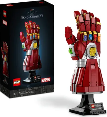 Produktbild von LEGO Marvel Iron Mans Nano Handschuh, Baubares Iron Man-Modell mit Infinity-Steinen aus leuchtende Bausteinen, inspiriert von „Avengers: Endgame“, Sammlerstück für Erwachsene 76223