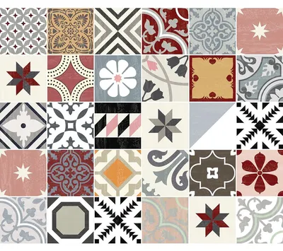 Image de Autocollants décoratifs pour meubles – 30 autocollants HURIVIA imitation carreaux de ciment – 30 autocollants de 15 x 15 cm