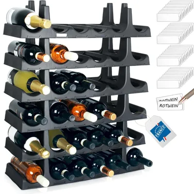 Produktbild von Flaschenregal für 36 Flaschen stapelbar Weinregal erweiterbar Kunststoff Getränkeaufbewahrung Weinlagerung