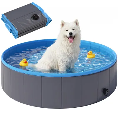 Produktbild von PawHut Hundepool für Große und Mittelgroße Hunde Faltbare 120 x 30cm Dunkelgrau
