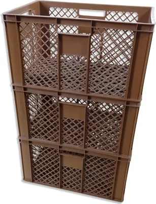 Produktbild von 3x Bäckerkiste Brötchenbox Brotbehälter Konditorenbox Stapelbox Gitterbox EURO-Norm 32 cm braun (3xBK 32 braun)