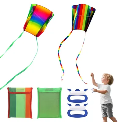 Productafbeelding van 2 stuks zakvliegers voor kinderen, regenboogvlieger voor jongens en meisjes