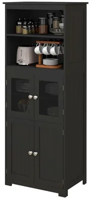 Produktbild von Kš¹chenschrank, Sideboard, Mehrzweck-Aufbewahrungseinheit, Ma?e 60 cm (B) x 30 cm (T) x 162 cm (H), schwarz