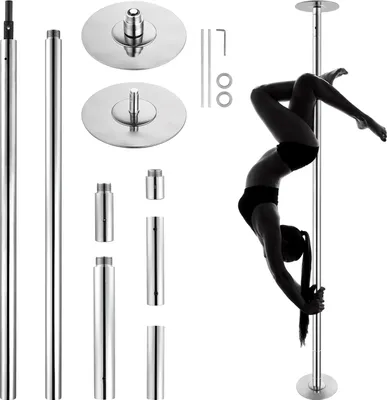 Produktbild von SucceBuy Professionelle Tanzstange, -Static Pole Kit, tragbare 45 mm Edelstahl-Tanzstange, höhenverstellbar, für Training, Zuhause, Fitnessstudio und Clubs, Silber