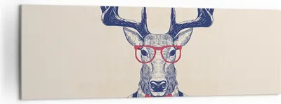 Produktbild von Bild auf Leinwand - Leinwandbild - Charakter Hirsch Illustration hipster - 160x50cm - Wand Bild - Wanddeko - Leinwanddruck - Bilder - Kunstdruck - Leinwand bilder - Wandkunst - AB160x50-3120