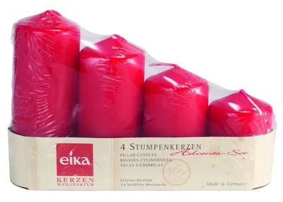 Produktbild von Eika 105018000941 Adventskerzen 4er Set Stumpen rot