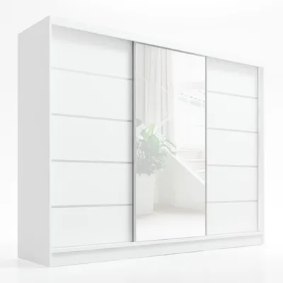 Produktbild von Schwebetürenschrank, 3-türig Schrank 200 cm mit Spiegel ARIVA 1 (Weiß)