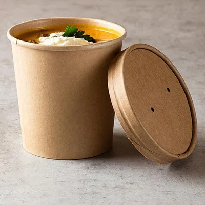 Produktbild von Suppenbecher, Pappe rund 180 ml Ø 9,8 cm · 4,9 cm braun