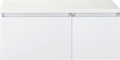 Produktbild von Sanox Waschtischunterschrank Frozen BxHxT 100 (60/40) x 43 x 45 cm Frontfarbe weiß hochglanz mit Waschtischplatte
