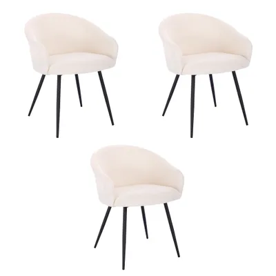 Produktbild von HOME DELUXE - Polsterstuhl CELESTE - 3 Stück, Farbe: Samt Weiß - weiche Polsterung, bis 120 kg belastbar I Küchenstuhl Speisestühle Esszimmerstühle