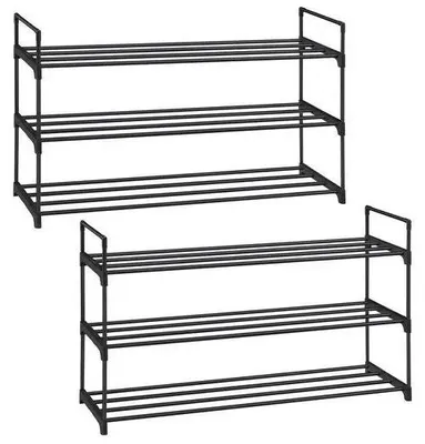 Produktbild von Schuhregal - LSA06BK Schuhablage - 2er Set - 3 Ebenen - Metall - Schwarz