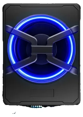 Zdjęcie produktu dla Subwoofer samochodowy montowany pod siedzeniem – aktywny subwoofer o średnicy 25,4 cm – wzmacniacz zintegrowany o mocy 1200W – 12V – 4 omy – kompletny zestaw z kablami – kolor czarny