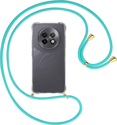 Produktbild von Handykette Backcover-Schutzhülle mit Band (Metall goldfarben) für Realme 13 Plus 5G - türkis