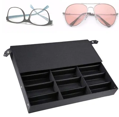 Productafbeelding van Brillenhouder voor 18 paar - Vitrine van MDF - 47 x 37 x 6 cm - zwart