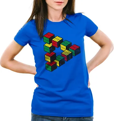 Produktbild von style3 Vintage Würfel Damen T-Shirt, Farbe:Blau, Größe:L