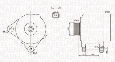 Produktbild von MAGNETI MARELLI 063731824010 Lichtmaschine Generator LiMa 150A 12V für OPEL Vivaro A Kastenwagen (X83) für RENAULT TRAFIC II Kasten (FL)