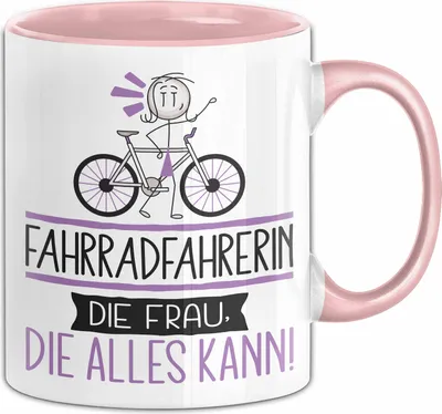 Produktbild von Fahrradfahrerin Geschenk Tasse Becher Die Frau Die Allen Kann Geschenkidee für eine Fahrradfahrerin Lustig (Rosa)