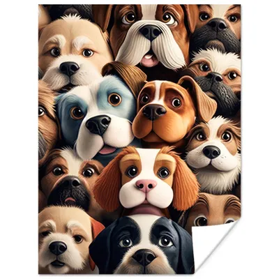 Produktbild von MuchoWow® Poster Hund - Muster - Tiere - Braun - Mädchen - Junge 90x120 cm - Wohnzimmer