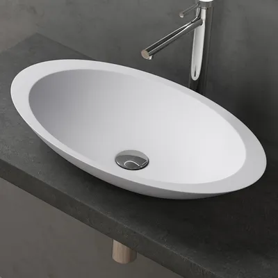Produktbild von doporro Design Aufsatzwaschbecken Waschbecken ca. 60cm breit in Weiß matt aus Mineralguss Handwaschbecken Colossum802