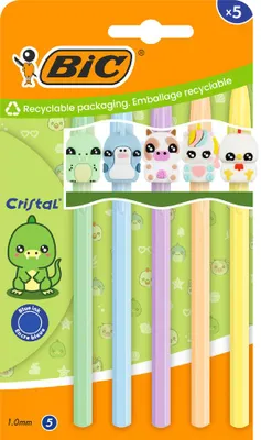 Immagine prodotto di Bic 303751 Penna a sfera BIC Cristal Pastel Figurines, confezione da 5