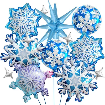 Immagine prodotto di Set di 13 palloncini a tema "La Regina dei Ghiacci", ideali per feste di compleanno e feste a tema. Decorazioni per feste a tema "Ghiaccio e Neve", perfette per feste di compleanno per bambine