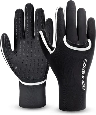 Obrázek produktu pro Zimní cyklistické rukavice ROCKBROS, voděodolné, větruodolné, unisex, pro horská kola, silniční kola, běh, barva: černá, stříbrná, velikost: L/XL