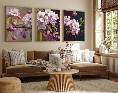 Image de Wallity, élégante décoration murale (3 panneaux), 50 x 70 cm | 100 % MDF (3 mm) avec cadre en bois massif (2,5 cm) | Idéal pour un intérieur moderne et pour apporter une touche d'élégance.
