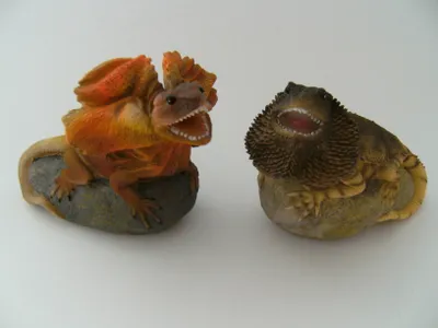 Produktbild von Deko Figuren Echsen, 2erSet 13cm, Dekoration Echse Figur Eidechse Gecko Tier Tiere