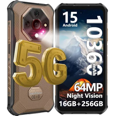 Immagine prodotto di Ulefone Armor X16 Pro 5G Dimensity 6300 Outdoor Telefono cellulare Android 15 6.56" Smartphone vetro Corning 10360mAh, 64MP+25MP Visione notturna, 16GB+256GB/2TB, Oro