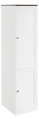 SoBuy Kleiderschrank KSB03-W in Weiß mit Holzoberkante und goldenen Knöpfen, Seitenansicht