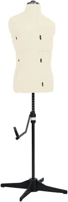 Imagen del producto de Maniquí de costura ajustable, masculino, para ropa de hombre. Busto de costura con base. Color crema
