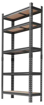 Obrázek produktu pro Kovový regál do garáže - skladovací regál s 5 policemi - vysoká nosnost - nastavitelné výšky polic - nerezová ocel - 90x30x183 cm
