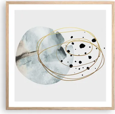 Produktbild von Gerahmtes Poster - Rahmen in heller Eiche - Modern Abstraktion Flecken - 60x60 cm - Wand Bild - Wanddeko - Wandbilder - Kunstposter - Wandposter - Bilderrahmen - Bilder - Kunstdruck - P2NAC60x60-4782