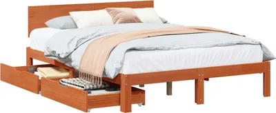 Immagine prodotto di Struttura letto con testiera 3 pezzi Marrone cera Legno massello di pino
