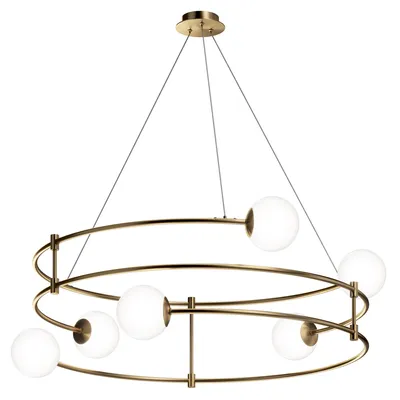 Immagine prodotto di Lampada a sospensione, metallo e vetro, oro, 6 lampadine, P 81,2 cm