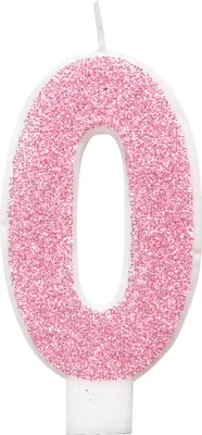 Produktbild von Rosa Geburtstagskerze mit der Zahl 0