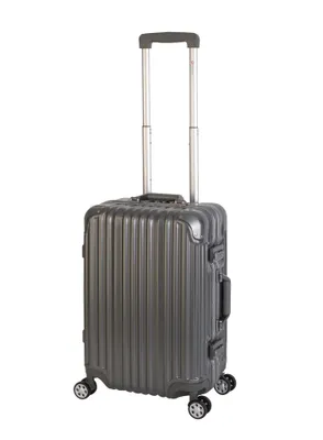 A gray Travelhouse London hand luggage trolley suitcase is shown against a white background.