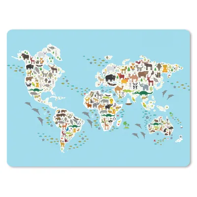 Produktbild von MuchoWow® Mauspad Mousepad Weltkarte Kinder - Tiere - Farben 40x30 cm - Mousepads - Maus Mat - Pad - Mausunterlage - Anti Rutsch