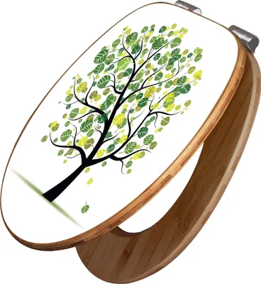 Produktbild von banjado Design WC Sitz Bambus Absenkautomatik -Laubzauberbaum - Toilettendeckel mit Absenkautomatik Holz/hochwertiger Bambus Klodeckel/WC-Sitz für alle gängigen Toiletten [TDB2 10347]