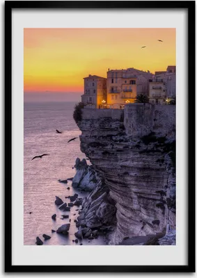 Produktbild von Bild - Bilderrahmen - Foto - 70 cm x 100 cm - MDF - Rahmen - Wandkunst - Häuser auf der Klippe